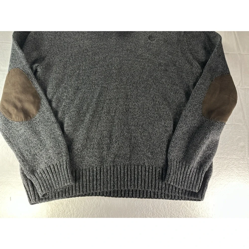 Chaps Ralph‎ Lauren Sweater Adult Small Gray Cotton Elbow Patch Mock Neck Mens
